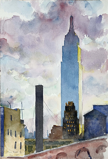 watercolor of the Empire State Building